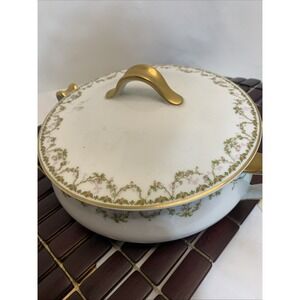 Haviland and Co Limoges Floral Gold Leaf Edging 32969 Porcelain Covered Veg Dish